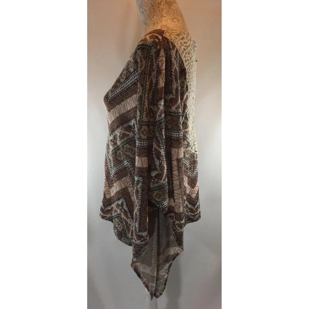 No Comment Sweater Poncho Top Junior Sz L Chevron‎
